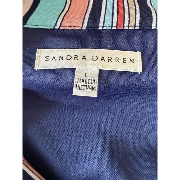 Sandra Darren Women's Large Multi-Color V-Neck Print Midi dress - Picture 6 of 6